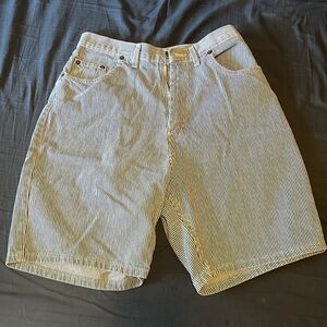 VINTAGE USA Made Faded Glory Railroad Engineer Stripe 28 Waist Tag Size 10 EUC